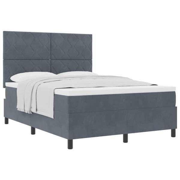 Boxspringbett mit Matratze Dunkelgrau 140x190 cm Samt