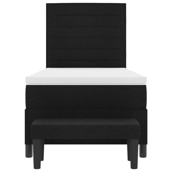 ARDEBO.de - Boxspringbett mit Matratze & Bank Schwarz 80x200 cm Stoff