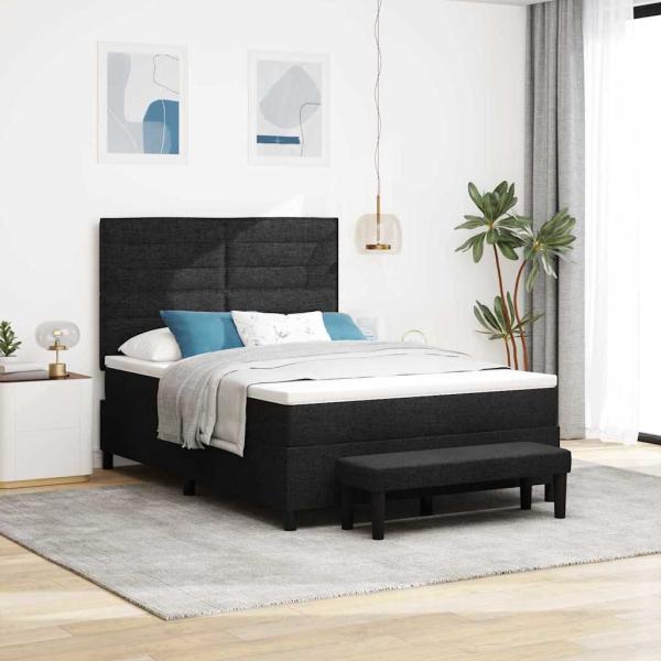 ARDEBO.de - Boxspringbett mit Kopfteil Schwarz 160 x 200 cm Stoff