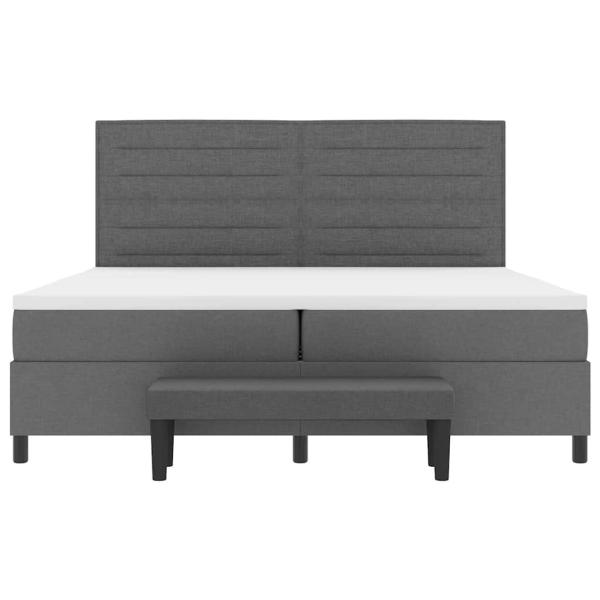 Boxspringbett mit Matratze & Bank Dunkelgrau 200x200 cm Stoff