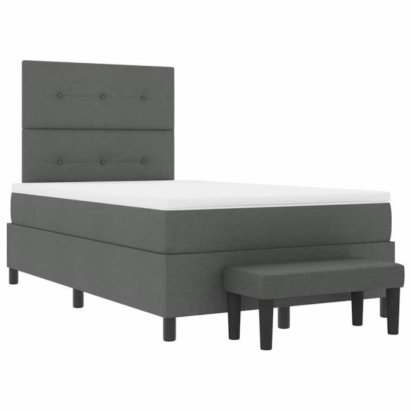 Boxspringbett mit Matratze & Bank Dunkelgrau 120x200 cm Stoff