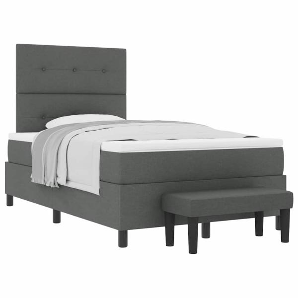 Boxspringbett mit Matratze & Bank Dunkelgrau 120x200 cm Stoff