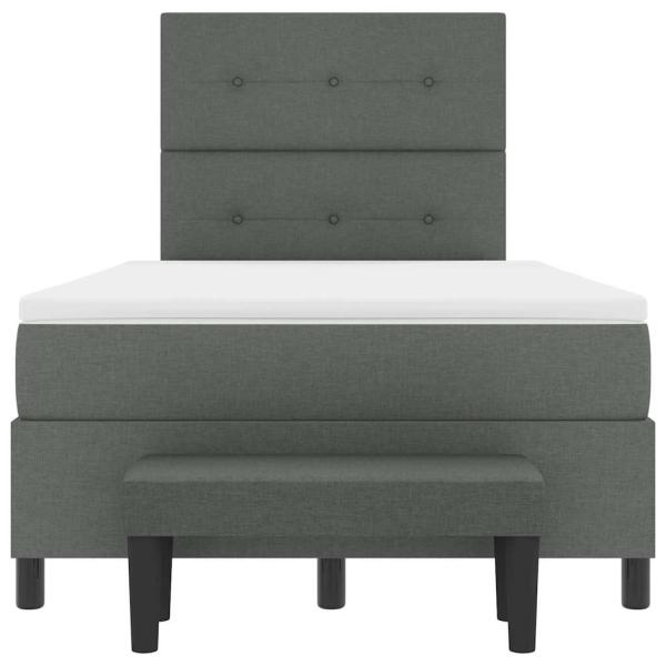 Boxspringbett mit Matratze & Bank Dunkelgrau 120x200 cm Stoff