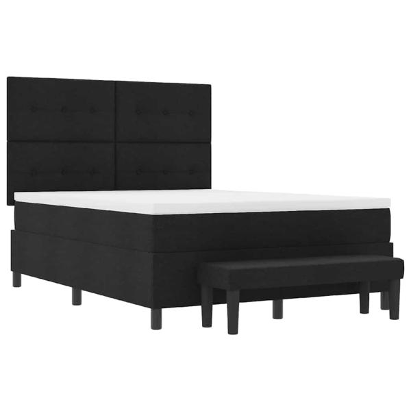 Boxspringbett mit Matratze & Bank Schwarz 140x190 cm Stoff