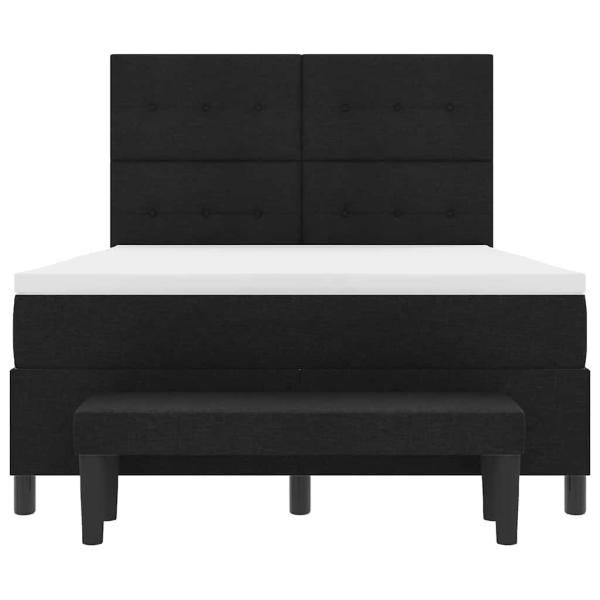 Boxspringbett mit Matratze & Bank Schwarz 140x190 cm Stoff