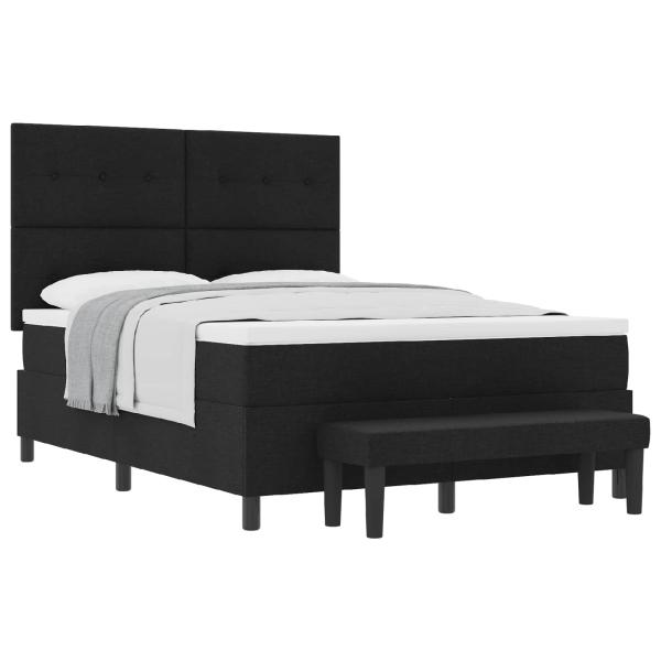 Boxspringbett mit Kopfteil Schwarz 160 x 200 cm Stoff