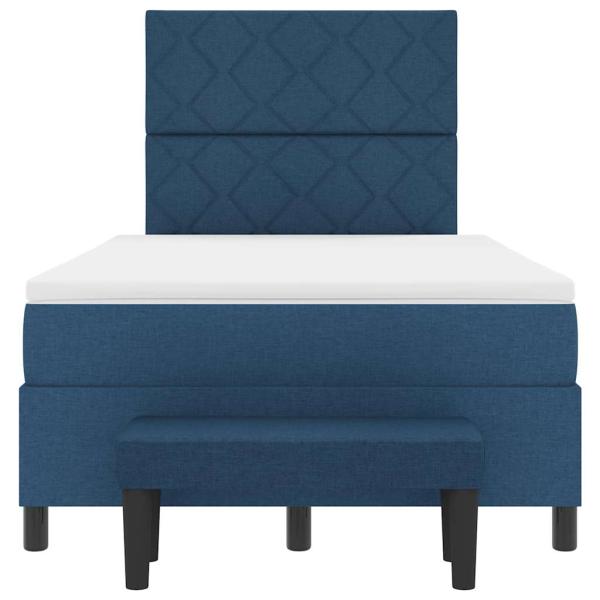 Boxspringbett mit Matratze & Bank Blau 120x190 cm Stoff