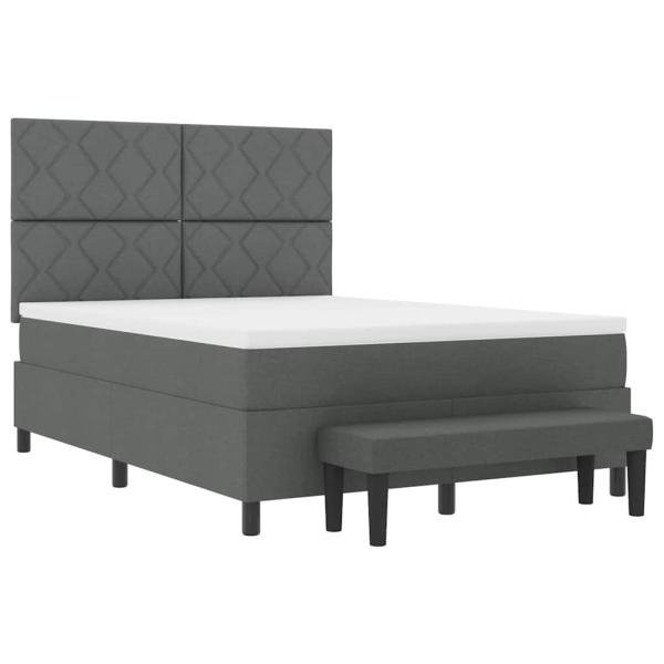Boxspringbett mit Matratze & Bank Dunkelgrau 140x200 cm Stoff