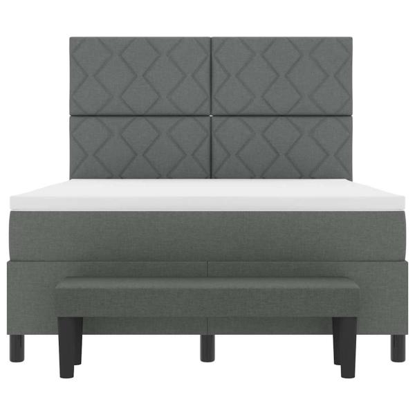 Boxspringbett mit Matratze & Bank Dunkelgrau 140x200 cm Stoff