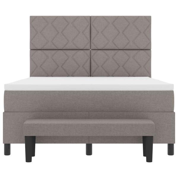 Boxspringbett mit Matratze & Bank Taupe 160x200 cm Stoff