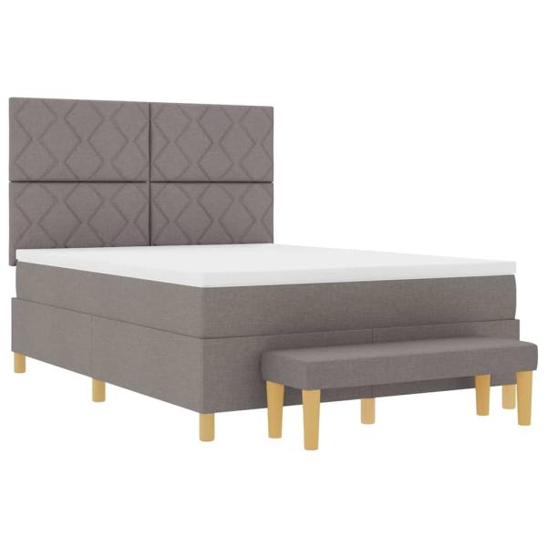 Boxspringbett mit Matratze & Bank Taupe 160x200 cm Stoff