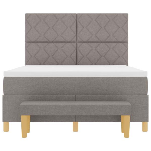 Boxspringbett mit Matratze & Bank Taupe 160x200 cm Stoff