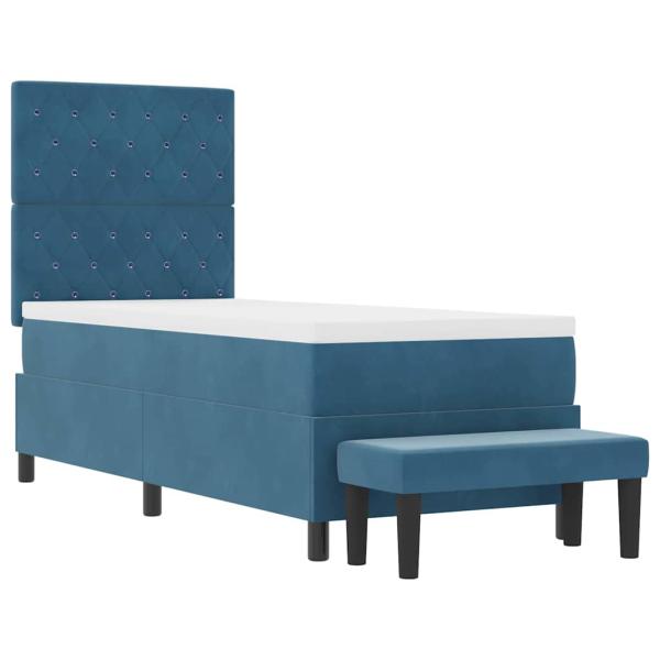 Boxspringbett mit Matratze & Bank Dunkelblau 80x200 cm Samt