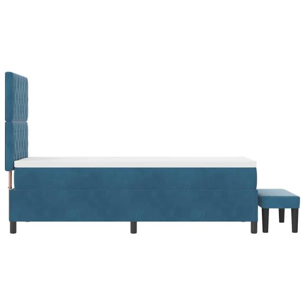 Boxspringbett mit Matratze & Bank Dunkelblau 80x200 cm Samt