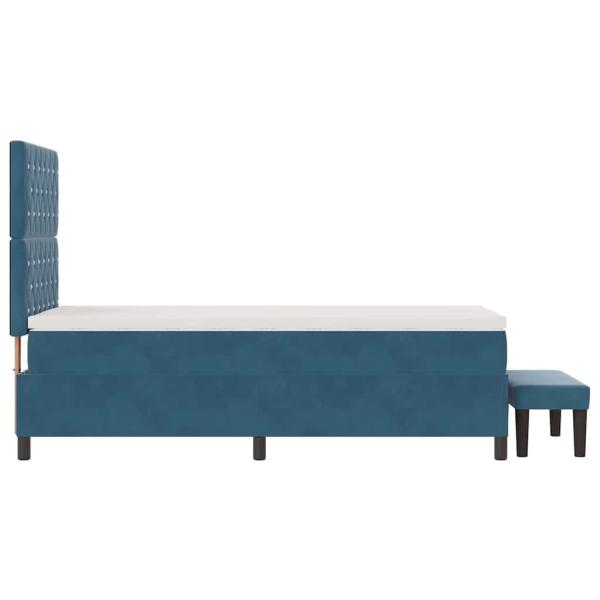 Boxspringbett mit Matratze & Bank Dunkelblau 90x190 cm Samt