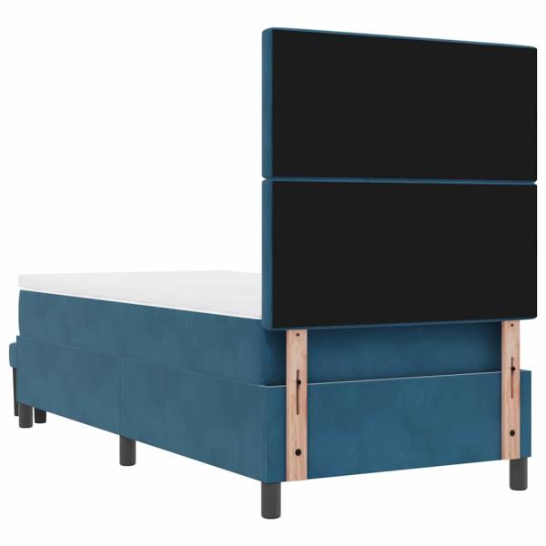 Boxspringbett mit Matratze & Bank Dunkelblau 90x190 cm Samt