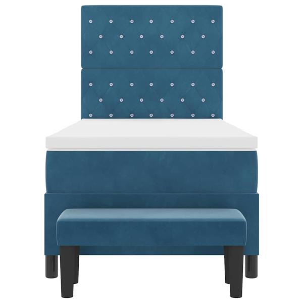 Boxspringbett mit Matratze & Bank Dunkelblau 90x190 cm Samt