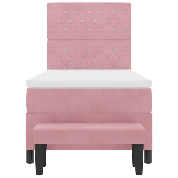 Boxspringbett mit Matratze & Bank Rosa 90x190 cm Samt