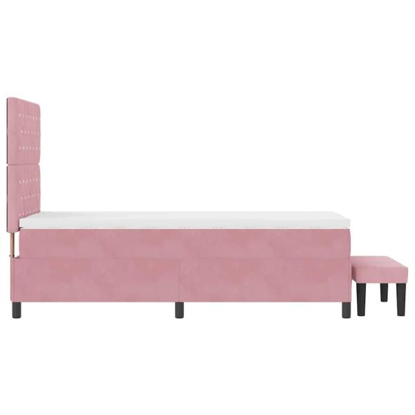 Boxspringbett mit Matratze & Bank Rosa 90x190 cm Samt