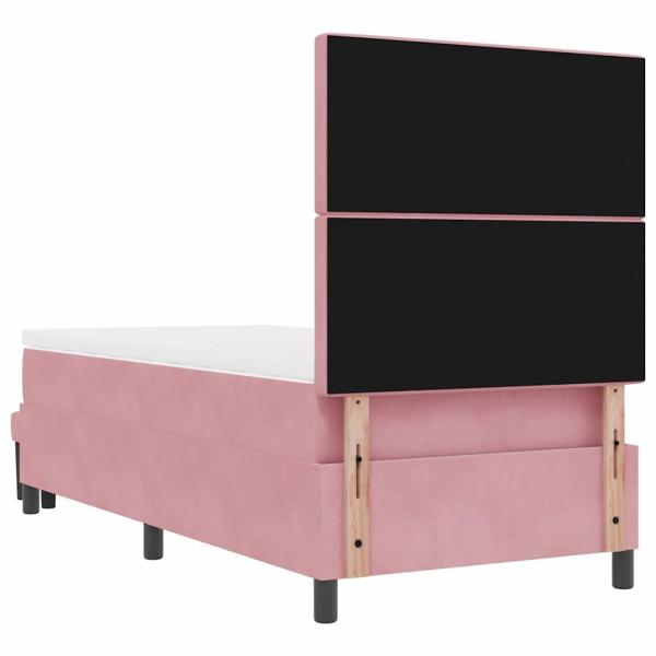 Boxspringbett mit Matratze & Bank Rosa 90x190 cm Samt