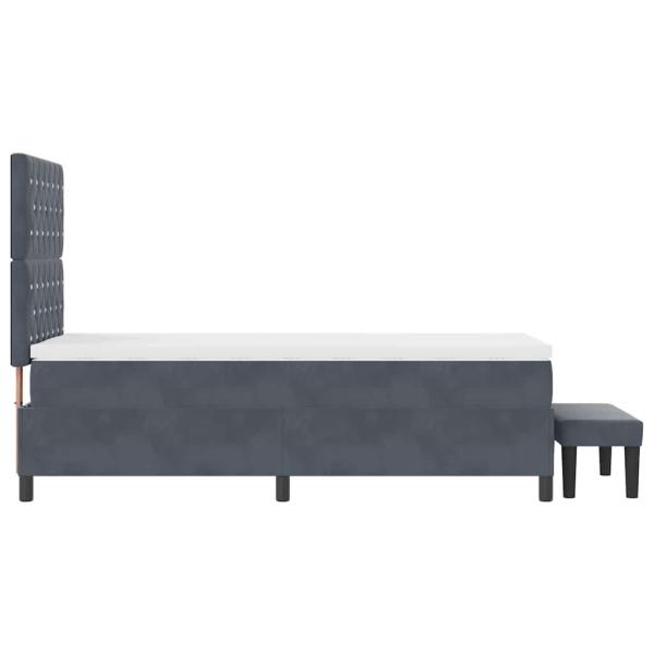 Boxspringbett mit Matratze & Bank Dunkelgrau 100x200 cm Samt