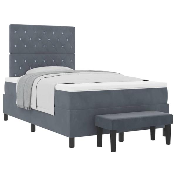 Boxspringbett mit Matratze & Bank Dunkelgrau 120x200 cm Samt