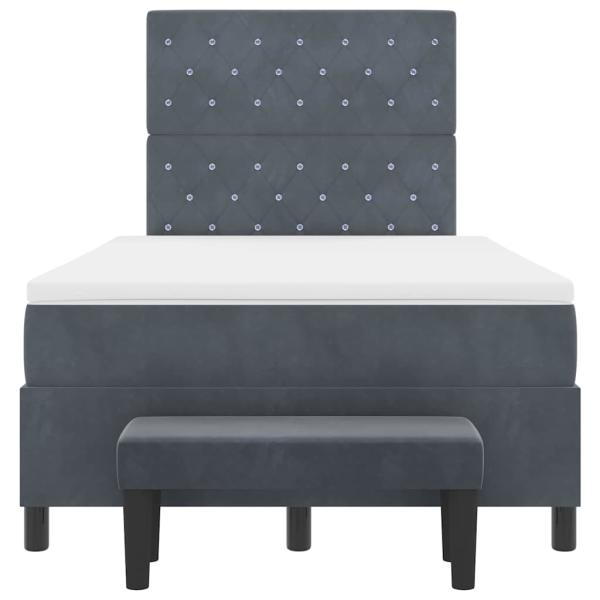 Boxspringbett mit Matratze & Bank Dunkelgrau 120x200 cm Samt
