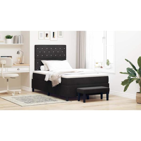 ARDEBO.de - Boxspringbett mit Matratze & Bank Schwarz 120x200 cm Samt