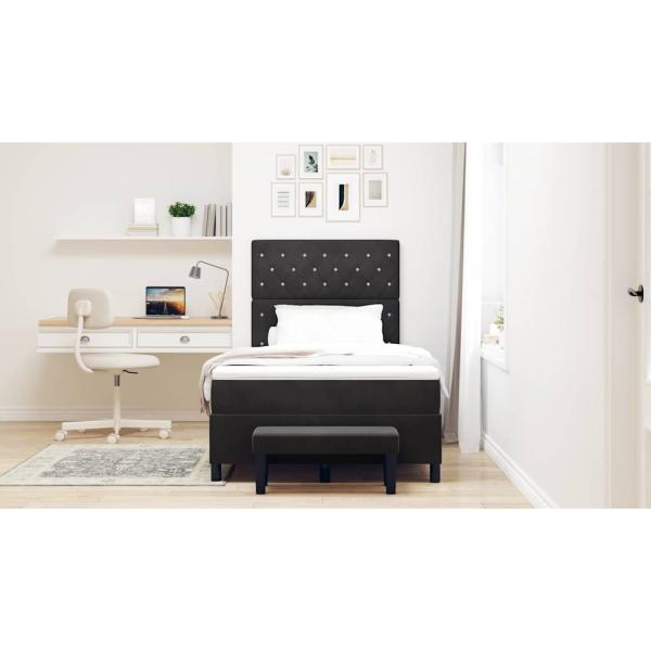 Boxspringbett mit Matratze & Bank Schwarz 120x200 cm Samt