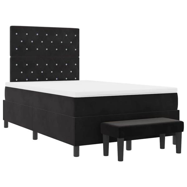 Boxspringbett mit Matratze & Bank Schwarz 120x200 cm Samt
