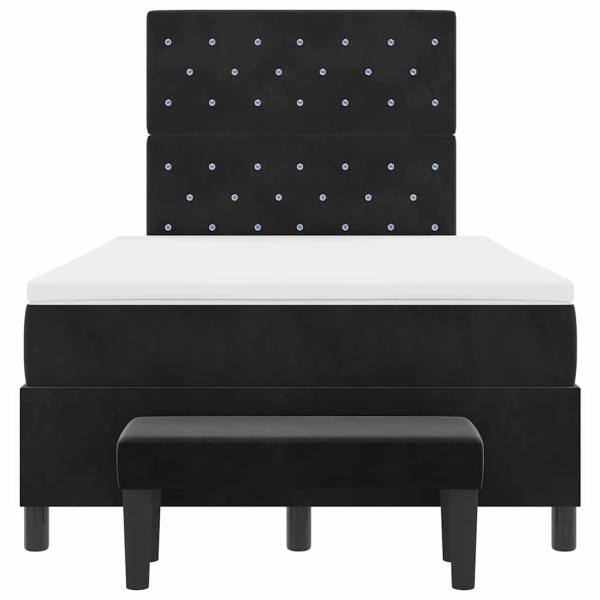 Boxspringbett mit Matratze & Bank Schwarz 120x200 cm Samt