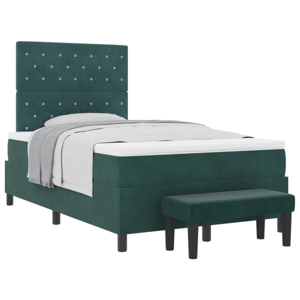 Boxspringbett mit Matratze & Bank Dunkelgrün 120x200 cm Samt