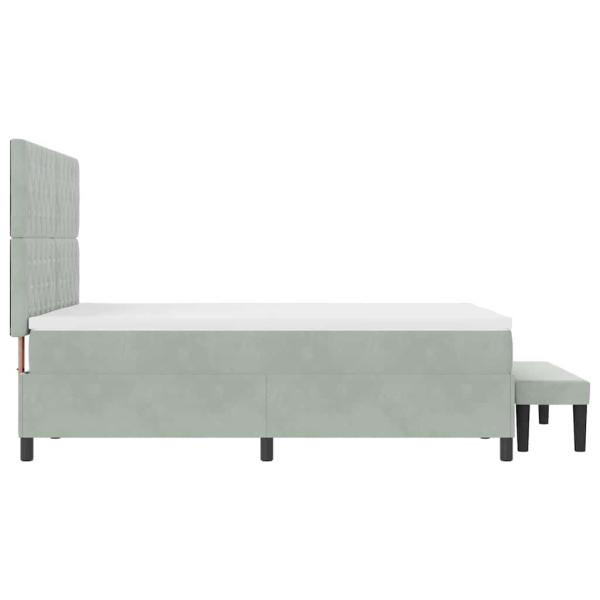 Boxspringbett mit Matratze & Bank Hellgrau 140x190 cm Samt