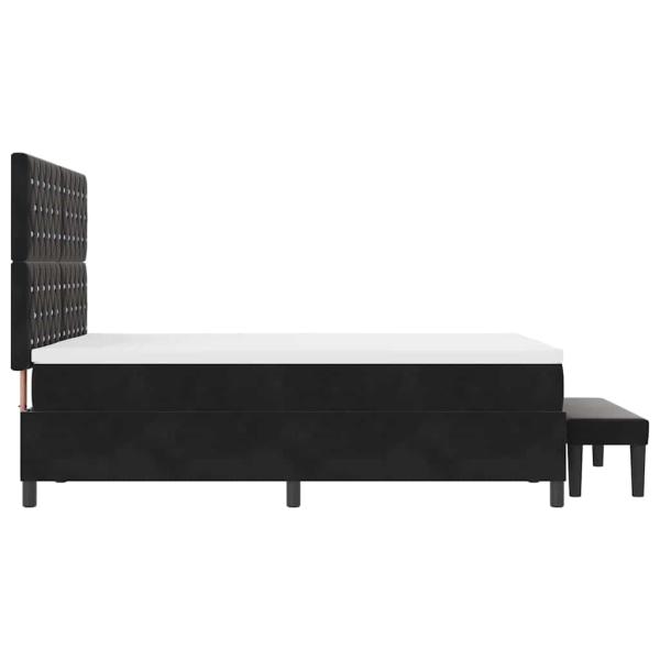 Boxspringbett mit Matratze & Bank Schwarz 140x200 cm Samt