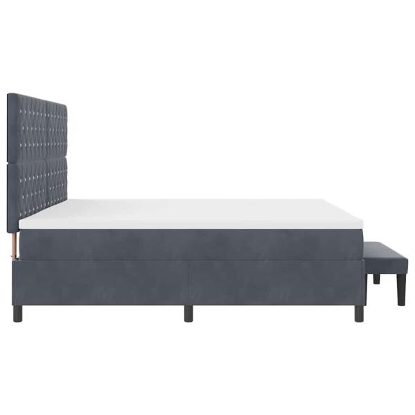 Boxspringbett mit Matratze & Bank Dunkelgrau 200x200 cm Samt