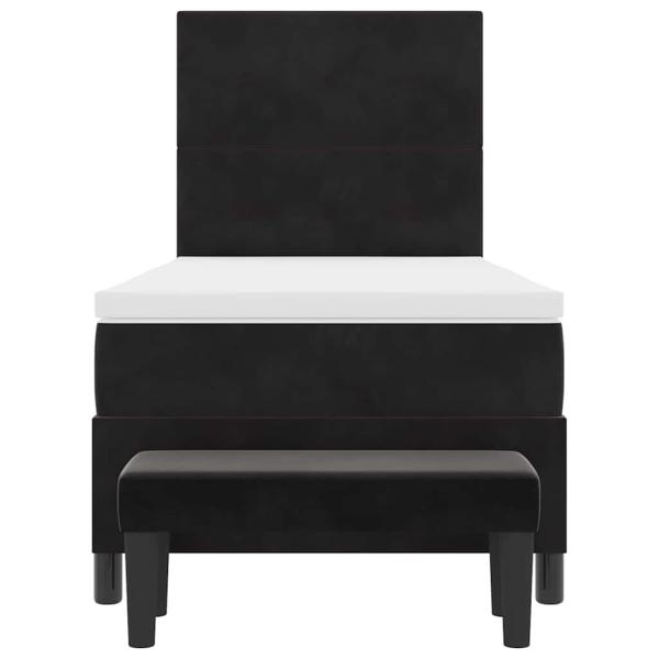 Boxspringbett mit Matratze & Bank Schwarz 90x190 cm Samt