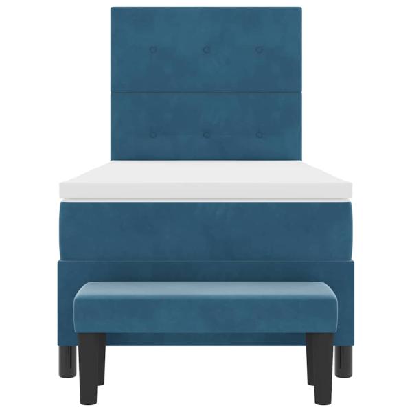 Boxspringbett mit Matratze & Bank Dunkelblau 90x190 cm Samt