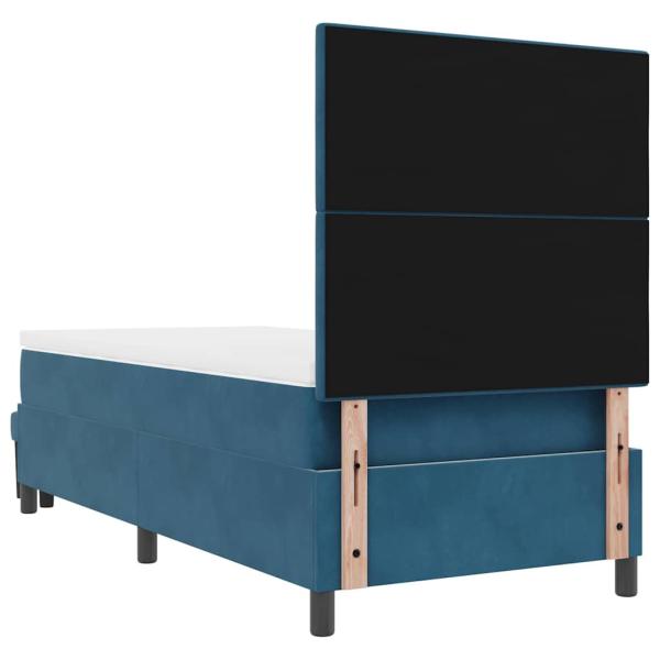 Boxspringbett mit Matratze & Bank Dunkelblau 90x190 cm Samt
