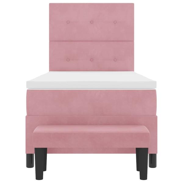 ARDEBO.de - Boxspringbett mit Matratze & Bank Rosa 90x190 cm Samt
