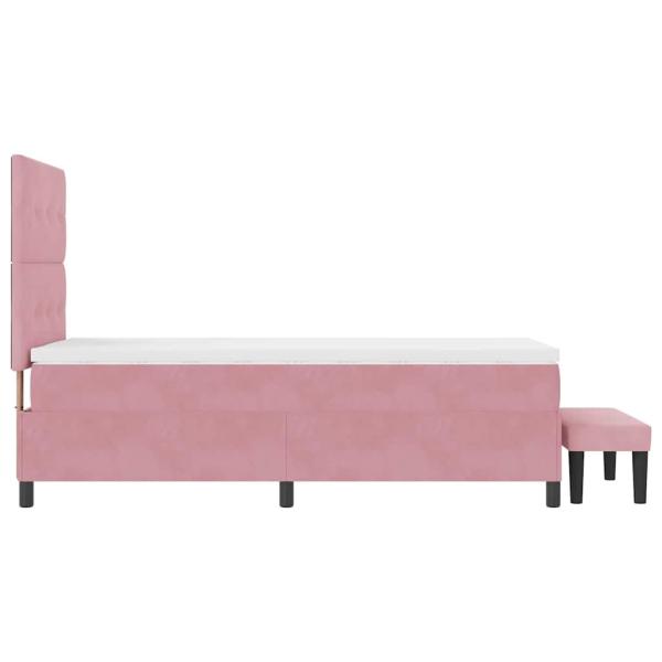 Boxspringbett mit Matratze & Bank Rosa 90x190 cm Samt