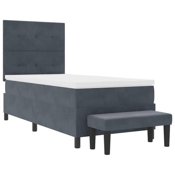 Boxspringbett mit Matratze & Bank Dunkelgrau 90x200 cm Samt