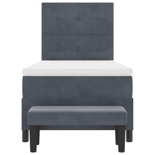 Boxspringbett mit Matratze & Bank Dunkelgrau 90x200 cm Samt