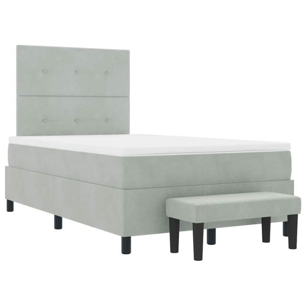 Boxspringbett mit Matratze und Bank Hellgrau 120x200 cm Velvet