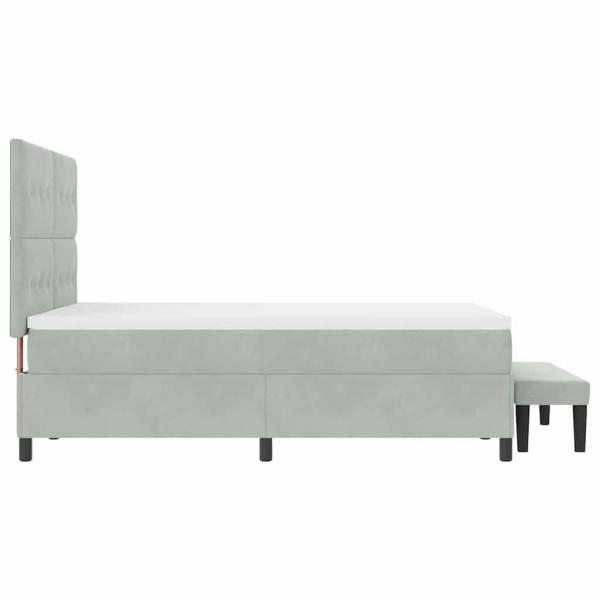 Boxspringbett mit Matratze & Bank Hellgrau 140x200 cm Samt