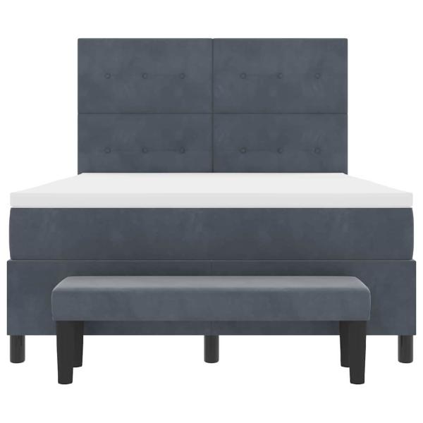 Boxspringbett mit Kopfteil Dunkelgrau 200 x 140 cm Samt