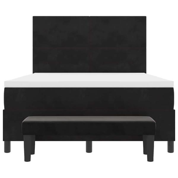 Boxspringbett mit Matratze & Bank Schwarz 140x200 cm Samt