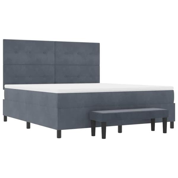 Boxspringbett mit Matratze und Bank Dunkelgrau 180x200 cm Samt