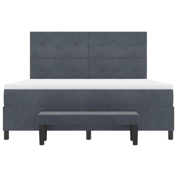 Boxspringbett mit Matratze und Bank Dunkelgrau 180x200 cm Samt