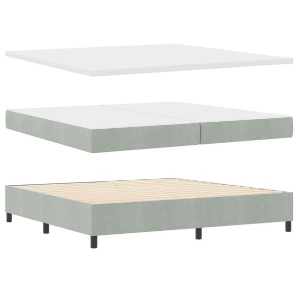 Boxspringbett mit Matratze & Bank Hellgrau 200x200 cm Samt