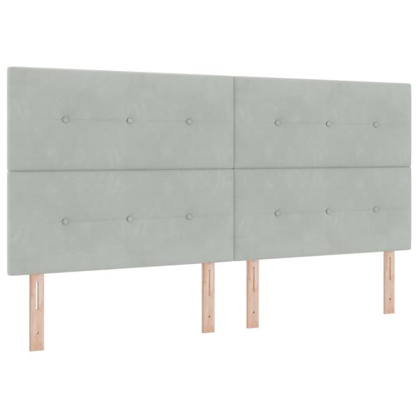 Boxspringbett mit Matratze & Bank Hellgrau 200x200 cm Samt